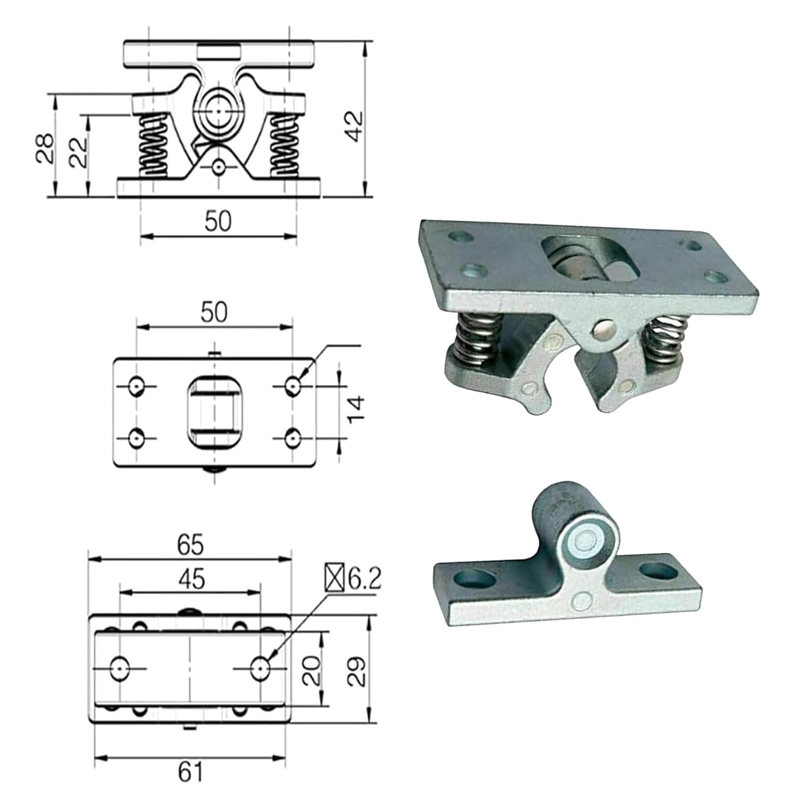 Butoir De Porte & Loquet Rétenteur à Ressort Blanc Caravane/maison/mobilhome X2