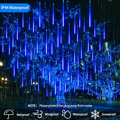 Eeieer Christmas Lights Outdoor, Meteor Shower Lights 16 Inches 10 Tubes 320 Led Connectable Snowfall Lights Falling Rain Icicle Cascading Lights For Tree Yard Patio Party Holiday Decoration-Blue #TOP3