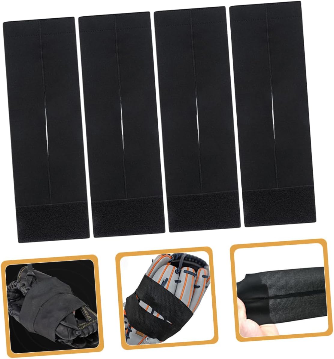 4pcs Elastic Glove Wraps for Baseball and Softball Fixing Bands to Maintain Shape and Support Pocket Formation Durable High-Elasticity Straps