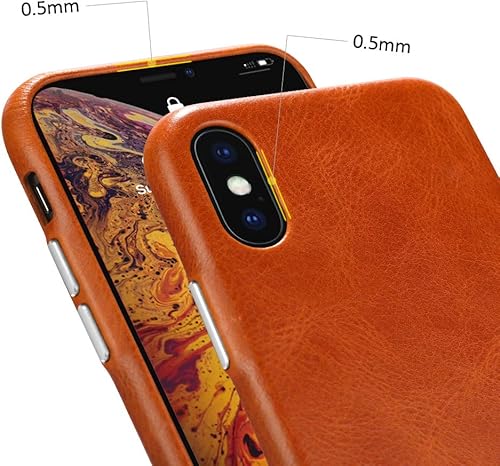 Miniatura 8 de TOOVREN Funda protectora de cuero para iPhone X, ultrafina, vintage, antideslizante, cubierta trasera dura para iPhone X10 5.8 pulgadas, marrón