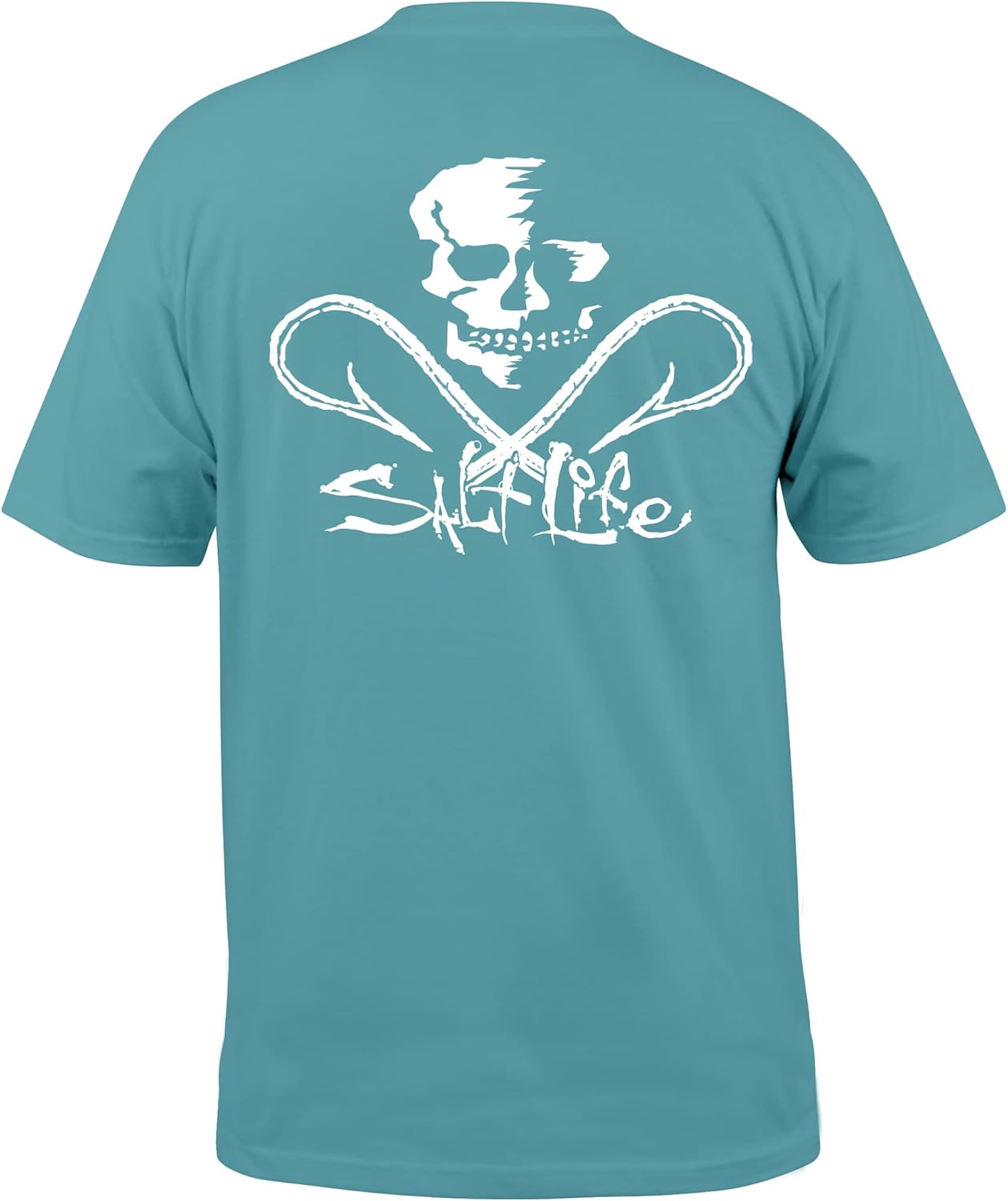 Salt Life Mens Skull and Hooks Short Sleeve Crew Neck,Comfort Fit, Left Chest Pocket Tee