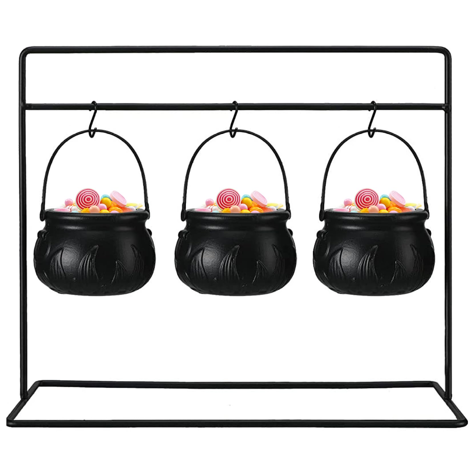Bemonew Witches Cauldron, Plastic Hanging Cauldron With handle, Lightweight Halloween Decoration For Porch, Garden, Or Party