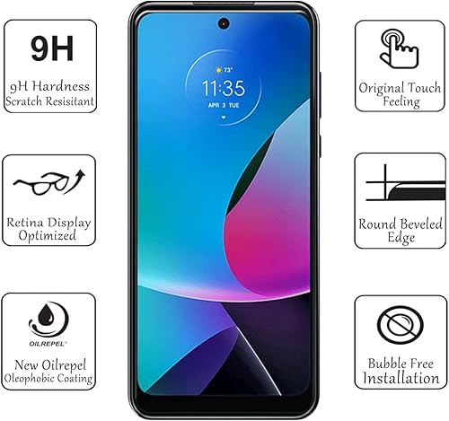 Miniatura 2 de Protectores de pantalla para Motorola Moto G Play 2023 (paquete de 3), película de vidrio templado 9H para Moto G Play 2023, antiarañazos,