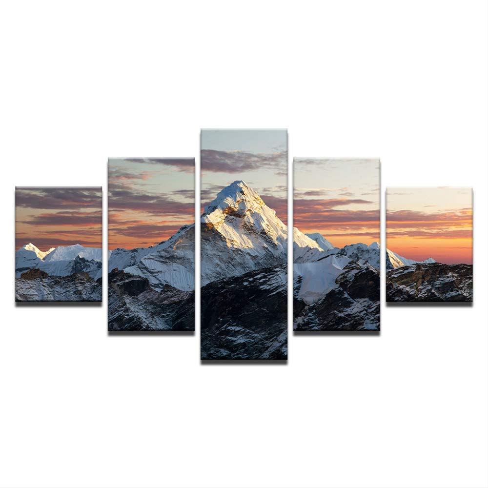 Toile mur art photo salon décoration peinture paysage montagne neige 5 pièces