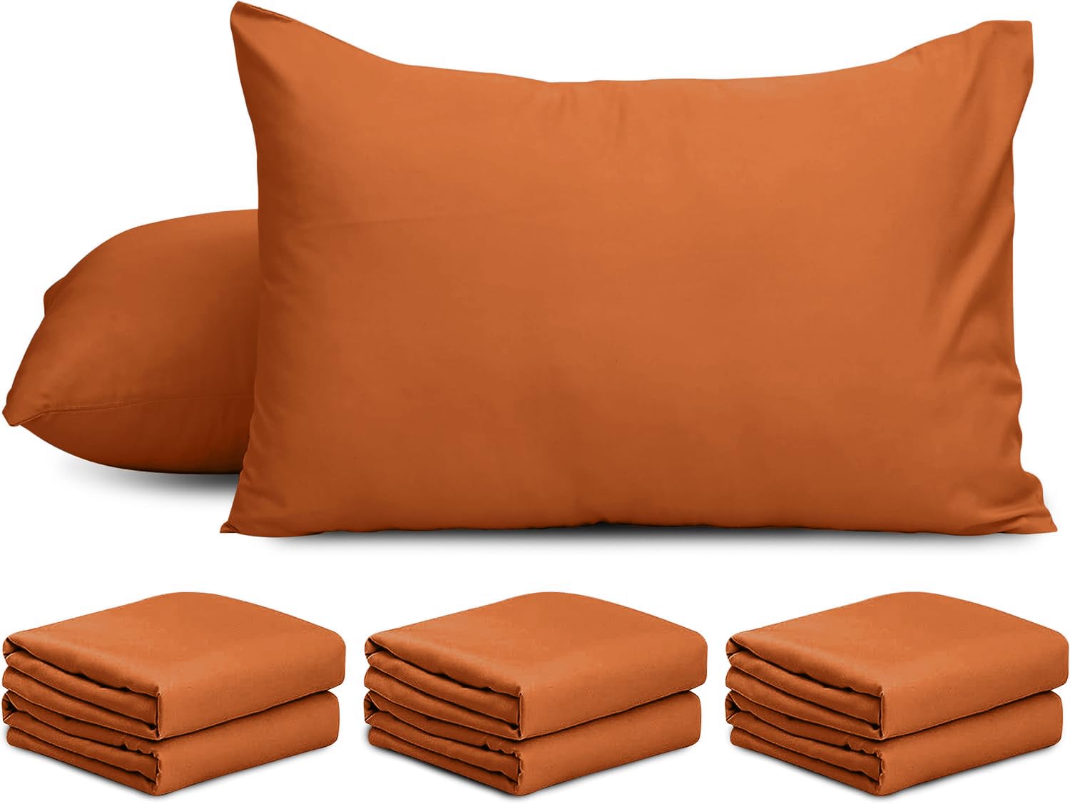 AMEHA 6 Pack Pillowcases Rust (Pillows Not Included) – Super Soft Brushed Microfiber Standard Size Pillow Cases | Hotel Quality Pillow Covers, (50 X 75 cm)