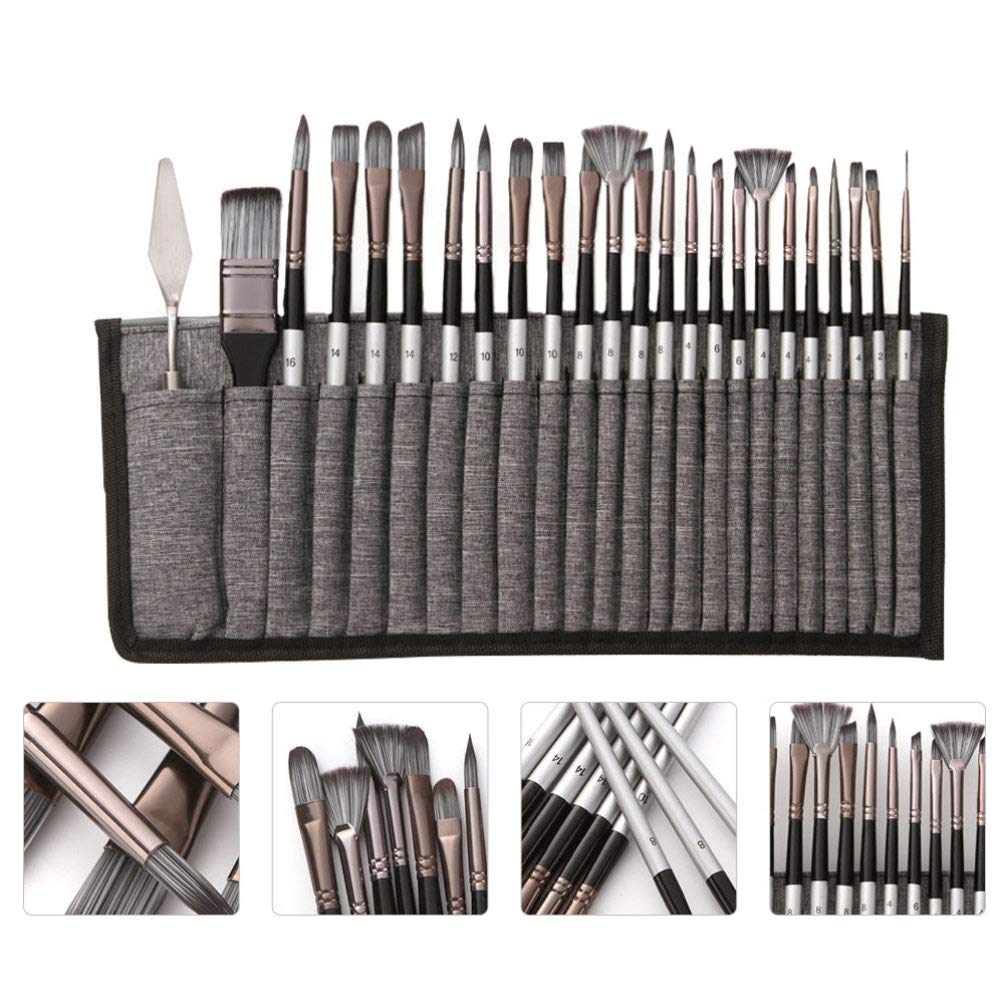 Set Pennelli per Dipingere in Nylon 24 Pezzi con Borsa
