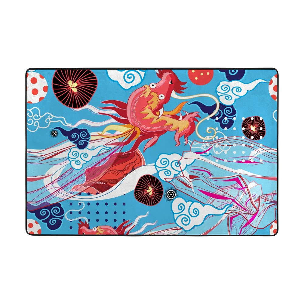 Tapis de sol motif chinois en velours épais qui ne perd pas ses poils