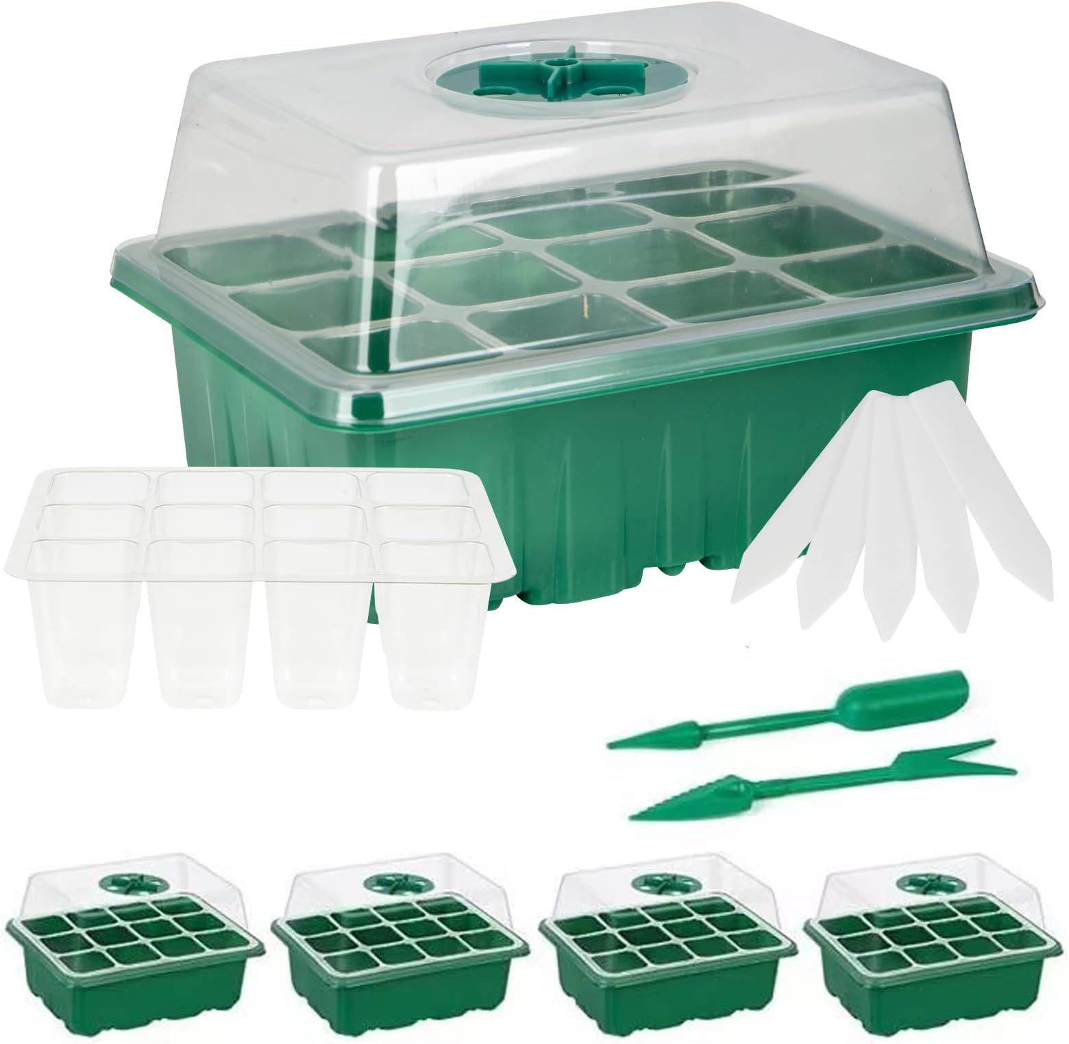 5 Packs Seed Starter Tray Seedling Tray (12 Cells per Tray) Humidity