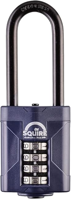 Squire Heavy Duty Padlock (CP50/2.5) - Toughest Extra Long Shackle - 4 Wheel Combination Padlock - Alloy Steel for Corrosion Resistance - Weatherproof Lock for Home, School & Shed (Blue, 50 mm)