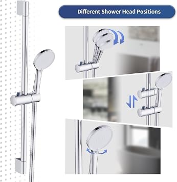 MORADO Thermostatic Bath Shower Mixer Tap Set,Bathtub Shower Mixer Tap with with Shower Riser Kit,(1x Hand Shower,1x Shower Rail 70cm, 1x Shower Hose 1.5m,1x Deck Mounted Bath Shower Tap),Chrome