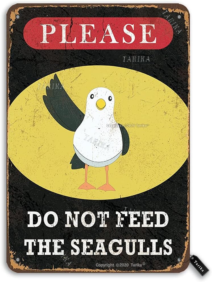 BNVXR Vintage Tin Sign Please Do Not Feed The Seagulls 7.8X11.8 Inch Metal Decoration Painting Sign for Home Cafe Shop Funny Wall Decor