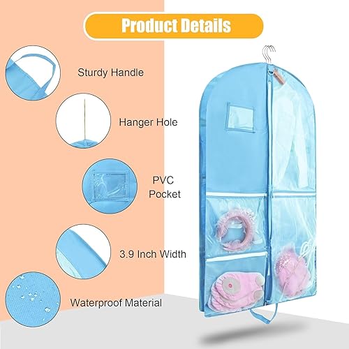 Vista 100 de Bolsa de ropa colgante impermeable, bolsas de ropa de 40 pulgadas para colgar ropa, bolsas de ropa para almacenamiento de viajes, bolsa de ropa