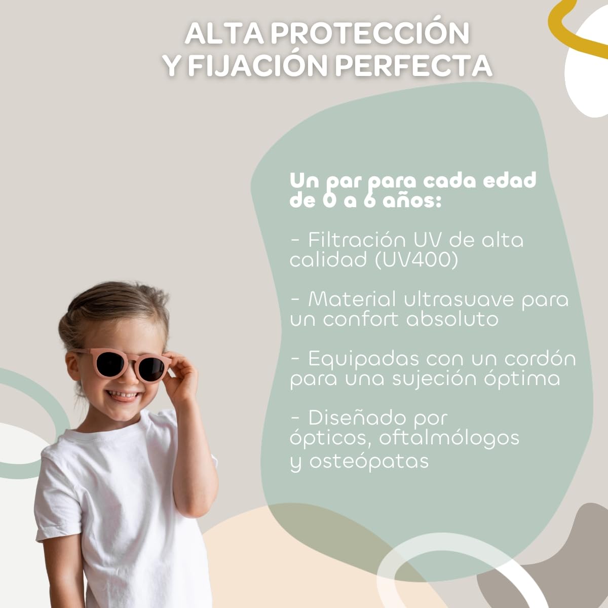 Béaba, Gafas de Sol para Niño 4-6 Años, Protección 100% UV - CAT 3, Protección Lateral, Confort Óptimo, Patillas Ajustables 360°, Adaptables a la Vista