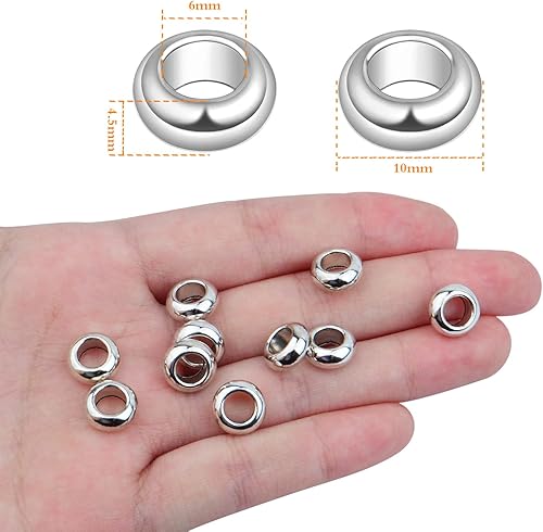 Miniatura 3 de 60 cuentas tibetanas espaciadoras de agujeros grandes, cuentas sueltas de Rondelle europeas, suministros de manualidades para hacer pulseras,