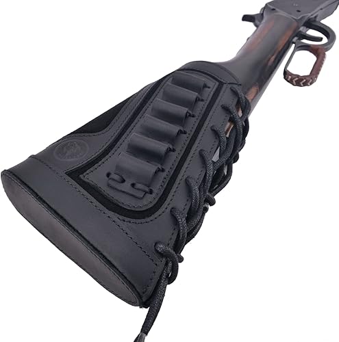 Miniatura 4 de Buttstock de cuero genuino con cartucho, soporte de carcasa para .308 .300 44mag 410 Winchester Marlin diestrozurdo