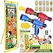 GOLDGE 2pz Pistolas de Bolas para Niños, Pistola Juguete con 24 Bolas de Espuma y 10pz Lata de Tiro Juego de Tiro al Aire Libre y Blanco de Tiro de Pie Pistola Blaster para Niños Regalos de Cumpleaños