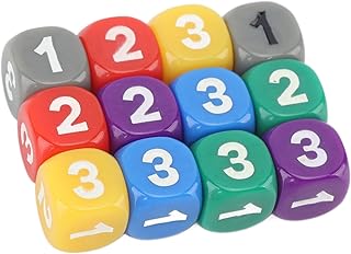 Keenso 12 peças de dados coloridos de plástico, cantos arredondados, para ensino de matemática, jogos de contagem