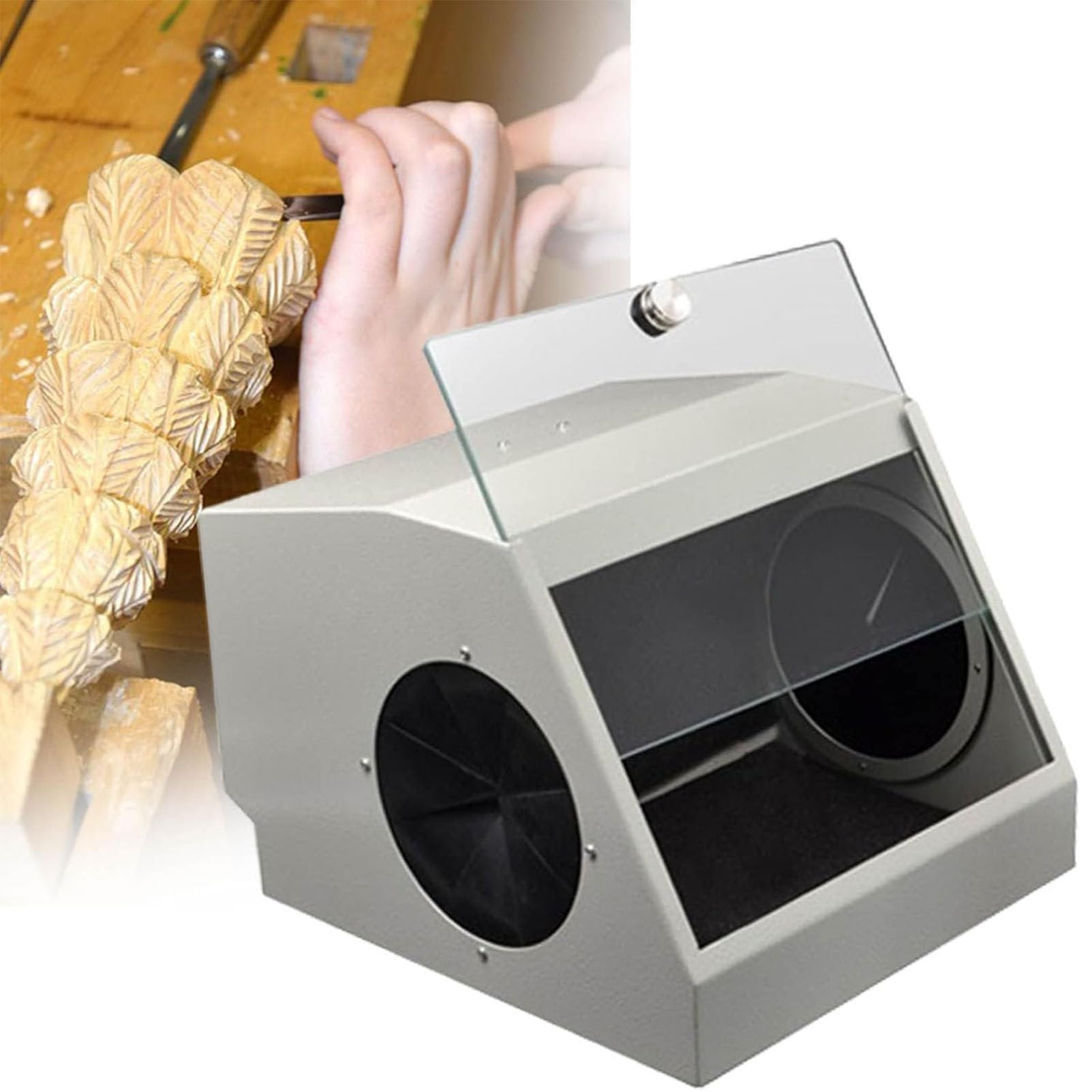 RayGenius Staubbox für Dentallabor, Staubbox für Zahntechniker Sandstrahlschutz, Keine Staubverschmutzung beim Sandstrahlen, für Sandstrahl-, Schleif- und Gravierarbeiten