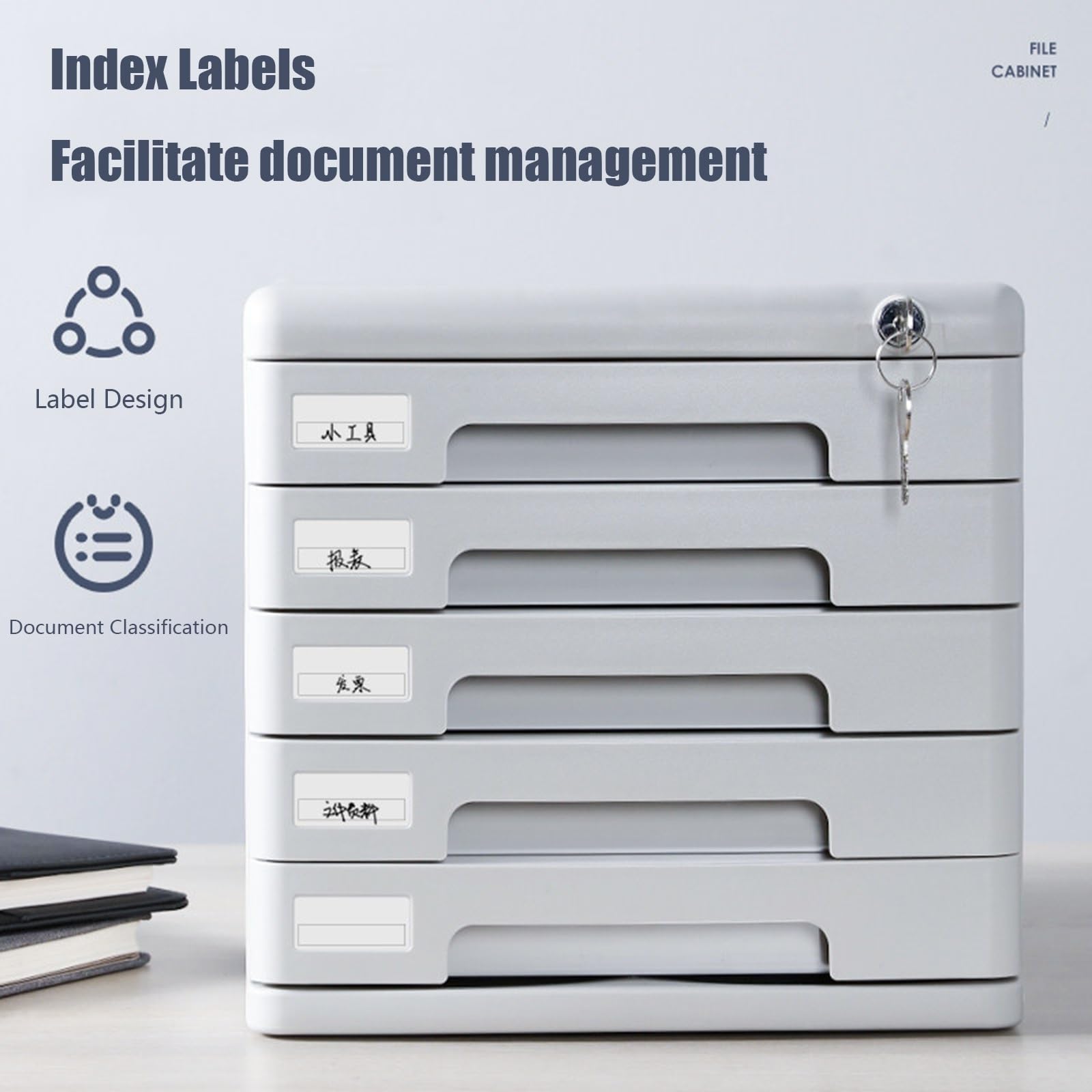Armoire de classement de Bureau verrouillable avec 3 tiroirs, boîte d'organisateur de Document PP pour Les Fournitures de Bureau et Le courrier, Stockage sécurisé de Verrouillage de clé pour l'espace