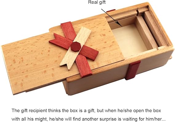 Wooden Magic Puzzles Box Puzzle with Hidden Compartments for Adults Impossible Brain Teaser Medifier Intelligence Challenge Secret Surprise Birthday Gift for Girlfriend Puzzling Boxes Hide Money