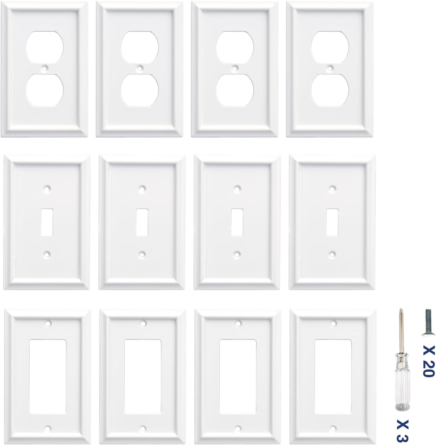 Wall Plates Duplex Outlet Covers, Classic White Light Switch Cover - Natural Bamboo Fiber Electrical Outlet Cover Plate Variety of Styles: Decorator/Duplex