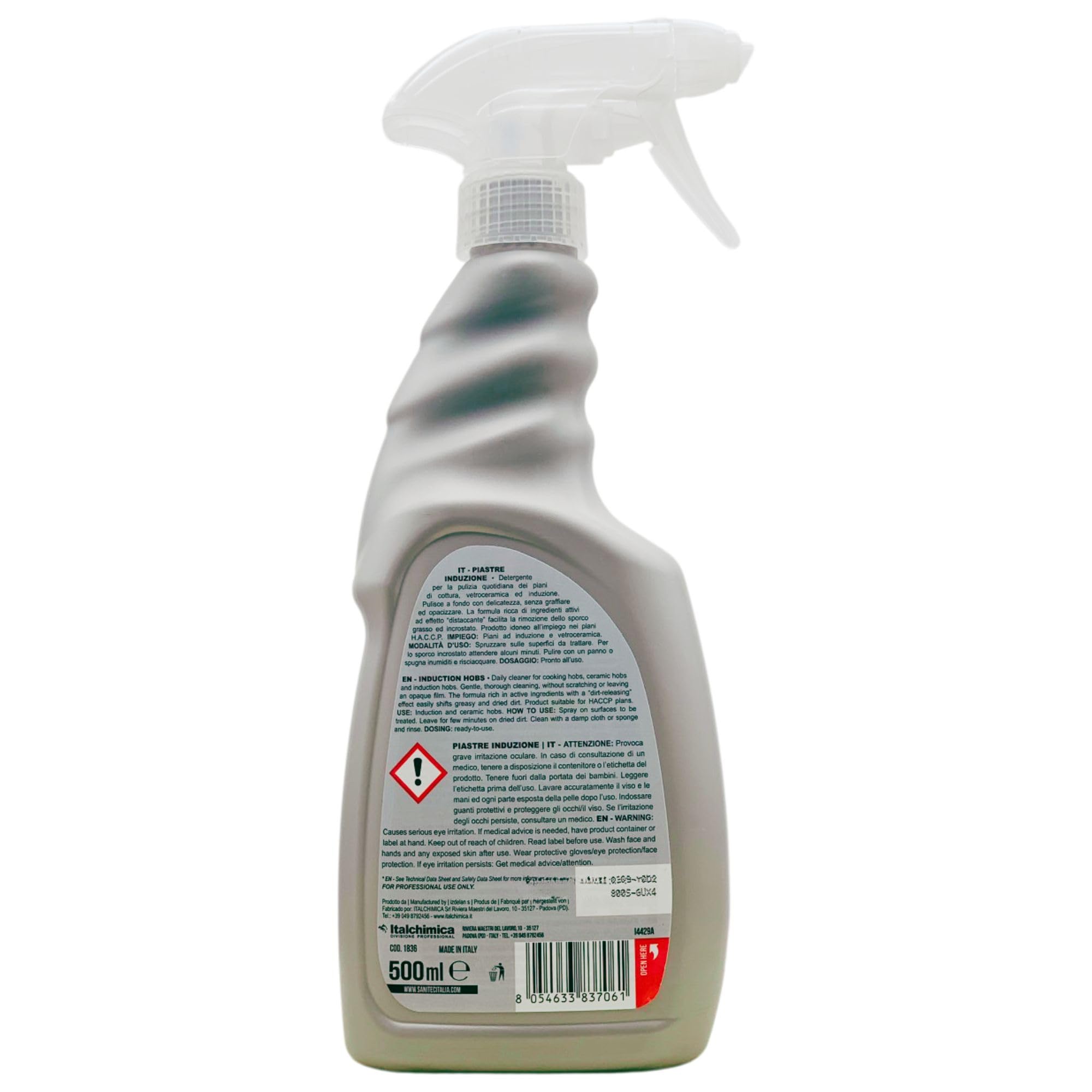 SET PULIZIA PIANI AD INDUZIONE: Detergente Spray, Piastre Induzione Anche Per Vetroceramica 500ml + Raschietto Per Piani Cottura In Vetroceramica + Spugna CERAN