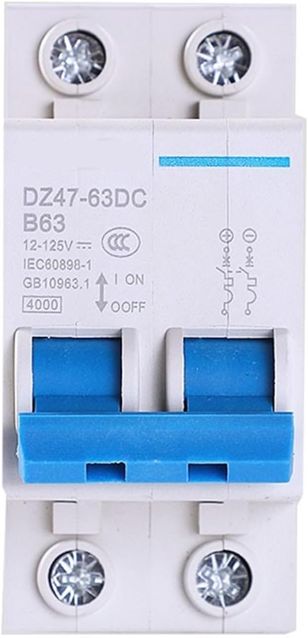 1PCS DC 2P Circuit Breaker Protection Switch 3A-125A air Switch 12v-125v DC photovoltaic Tram Battery Circuit Protector (Size : KL4-3b, Color : 80A)