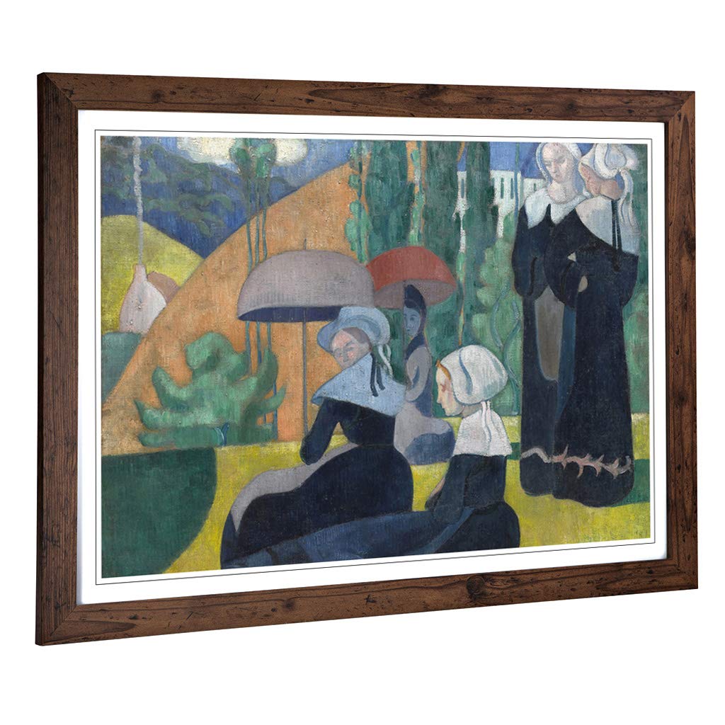 Big Box Art Framed Print of Emile Bernard Umbrella Design | Wall Art Picture | Home Decor for Kitchen, Living, Dining Room, Lounge, Bedroom, Hallway, Office, Walnut, A2 / 24.5x18 Inch / 62x45cm