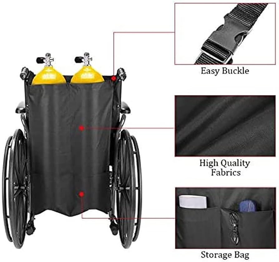 Amazon.co.jp: ダブル酸素ボンベバッグ、収納ポケット付き車椅子用酸素