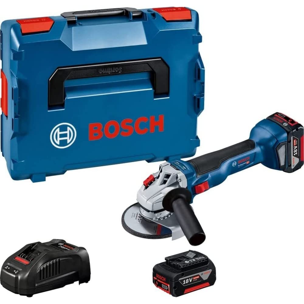 Bosch Professional 06019J4004 18V System meuleuse Angulaire GWS 18V-10 (diamètre de Disque 125 mm, avec 2 Batteries de 5,0 Ah + Chargeur Gal 1880, dans Une L-BOXX), 18 V, 2x5.0Ah Akku +Lader in