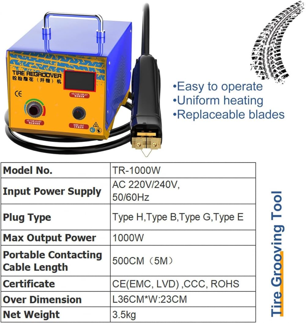 Kit Di Riparazione Pneumatici, Strumento Per Scanalare Pneumatici, Macchina Intagliata Pneumatici A Mano 1000w per Restauro Di Pneumatici Su Camion E Automobili