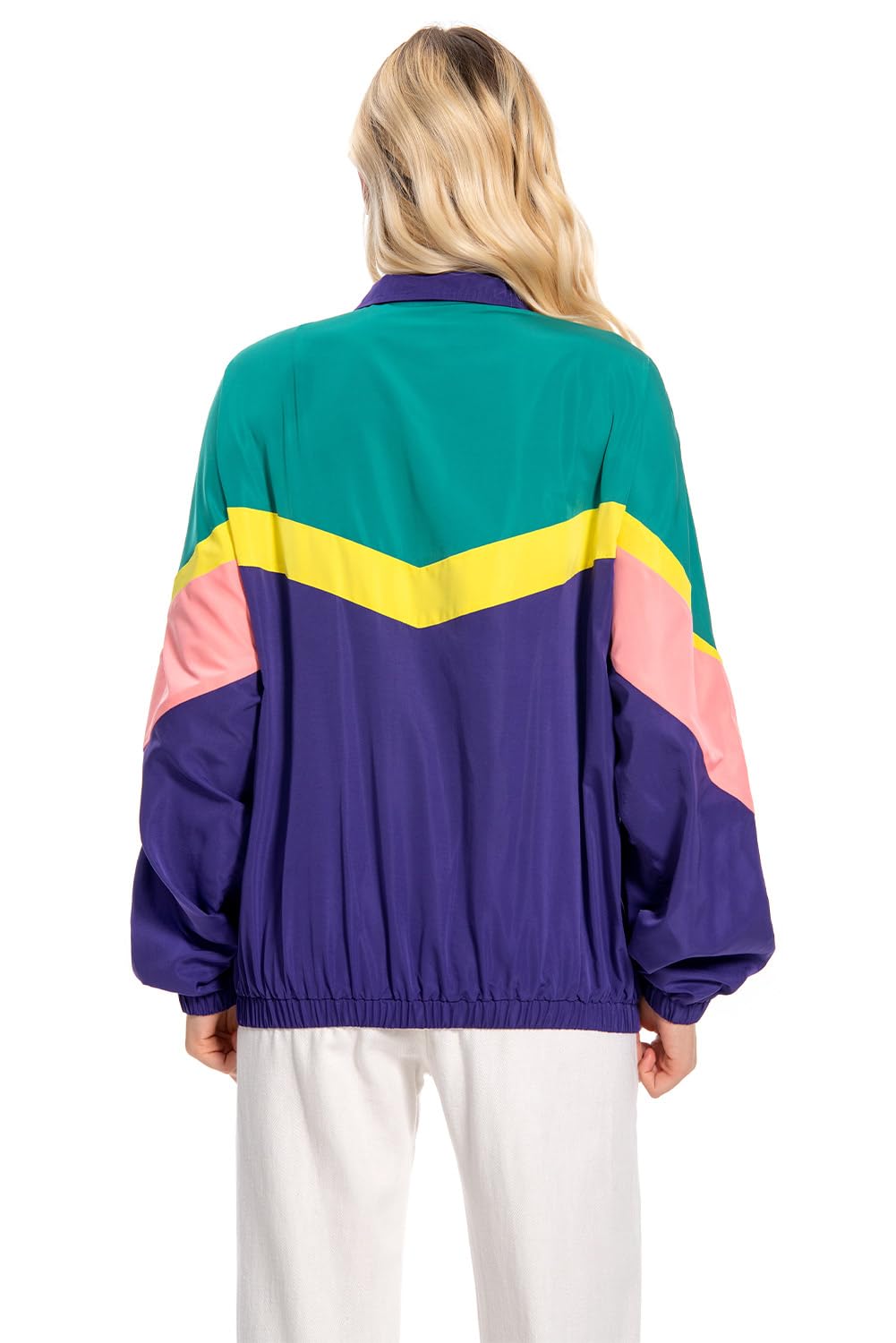 Giacca da allenamento anni '80, da donna, stile retrò, abbigliamento sportivo, colorato, hip-hop, discoteca, anni '80, anni '90