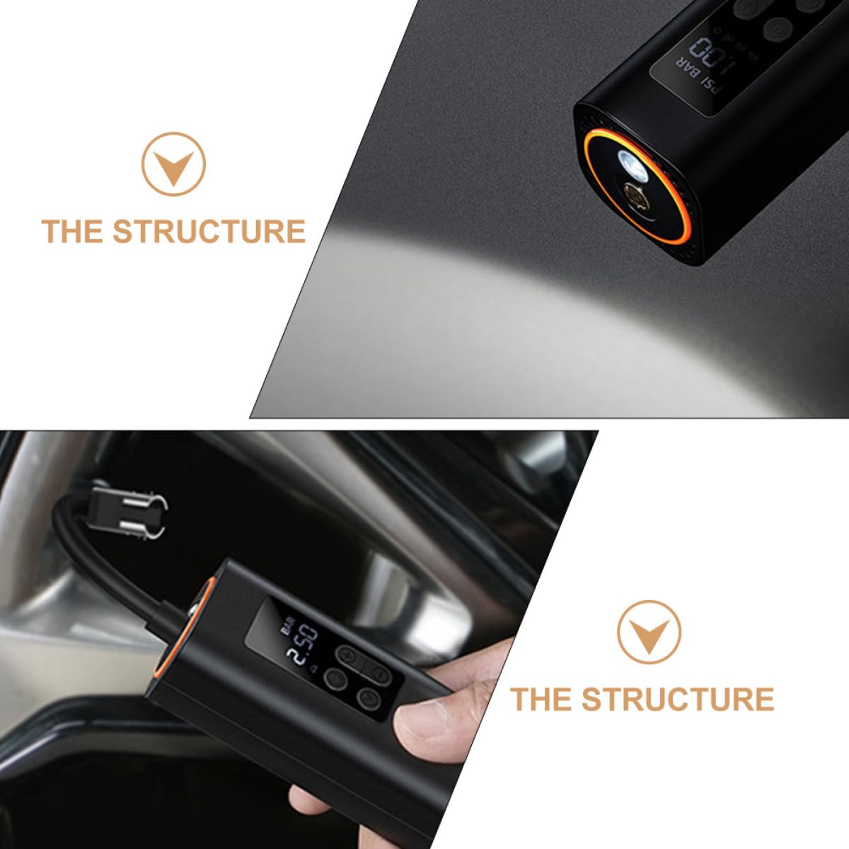 MAGICLULU Inflador de Neumáticos Linterna para Coche y Bicicleta Portátil y Compresor Eléctrico Pantalla Digital Ligero para Camping | Auto Stop a Presión Preajustada, para Coche y Bicicleta, Uso en Senderismo y Camping