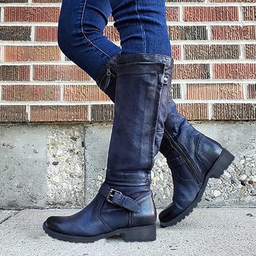 Women Low Heel Knee High Boots Fall Winter Warm Long Boot Lug Sole Non-Slip Riding Booties Shoes Comfy Walking Boots2