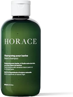 HORACE Men's Beard Shampoo - Sulphate-Free with Castor Oil, Aloe Vera & Argan Oil - Gentle for All Skin Types, Woody Scent, 250ml