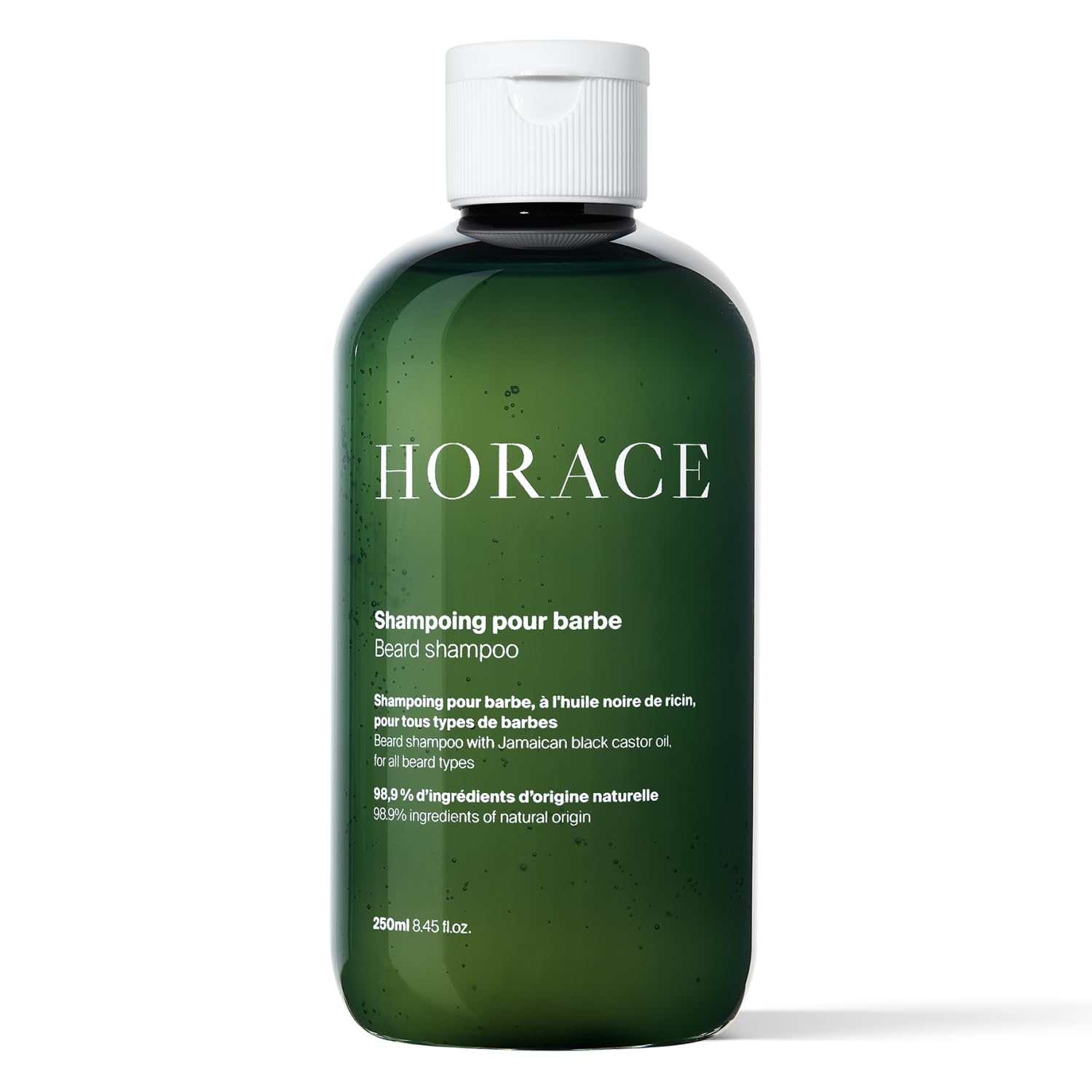 HORACE Men's Beard Shampoo - Sulphate-Free with Castor Oil, Aloe Vera & Argan Oil - Gentle for All Skin Types, Woody Scent, 250ml