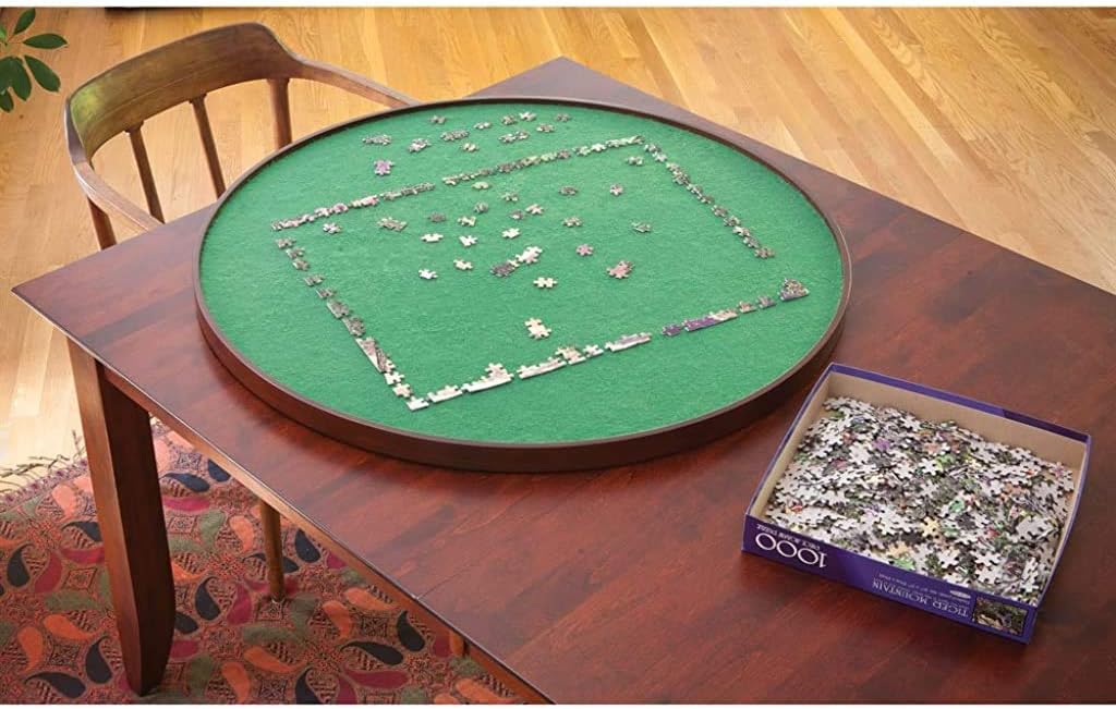 Bits and Pieces Round Spinning Lazy Susan Puzzle Table