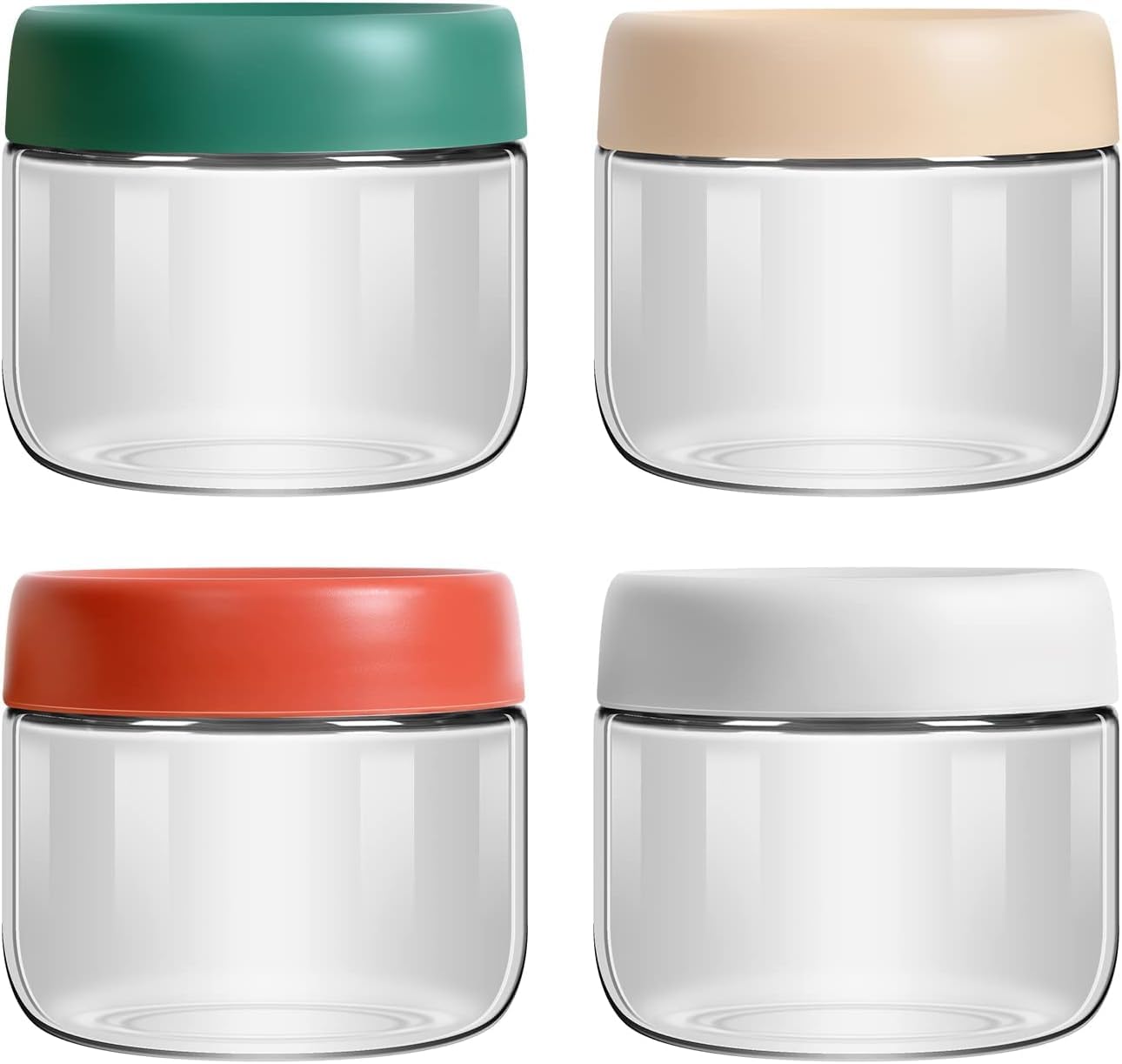 MEETOZ 4 Pack 10oz Glass Jars, Overnight Oats Jars, Overnight Oats Container with Lid Airtight, Yogurt Pot, Oatmeal Salad Jars, for Cereals Milk Fruit Condiment Dressing