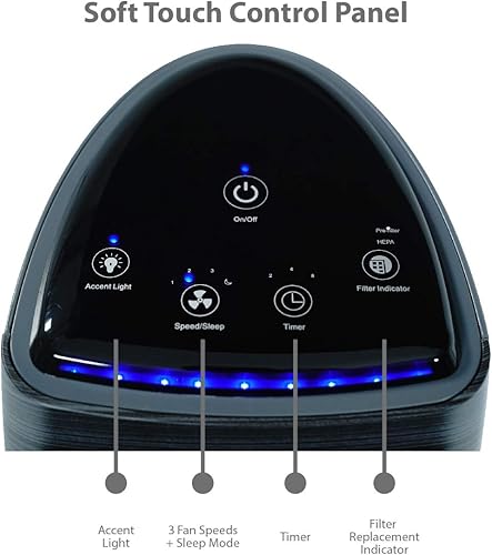 Miniatura 4 de LivePure LP260TH-G Sierra Series True HEPA - Purificador de aire digital de torre alta para el hogar, captura alérgenos, humo, polen, moho, ácaros