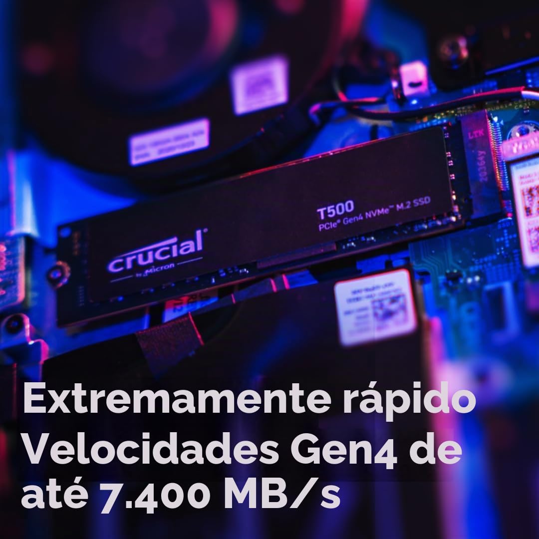 Crucial SSD interno para jogos T500 2TB Gen4 NVMe M.2, até 7400 MB