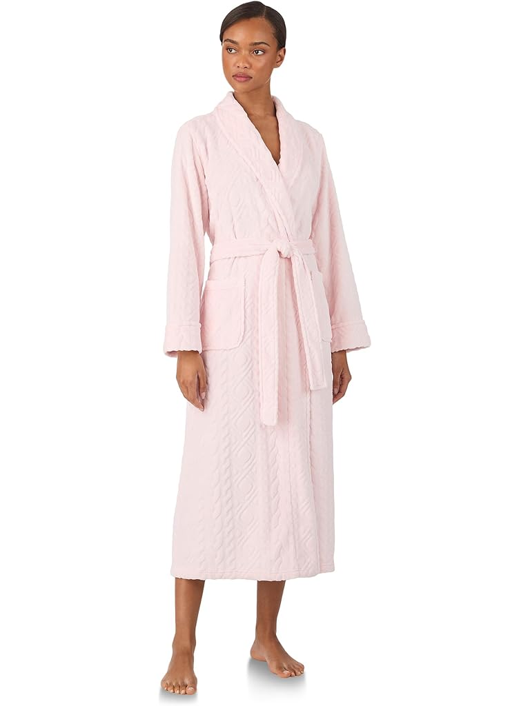 Pink Lauren Ralph Lauren Long Sleeve Shawl Collar Long So Soft Robe