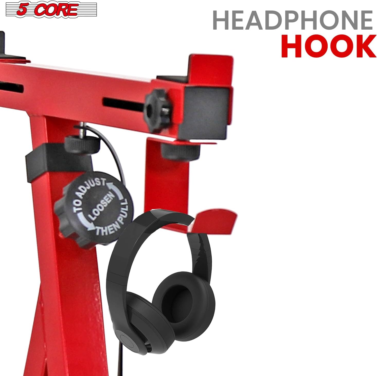 5 CORE Keyboard Stand Piano Heavy Duty Z Style Adjustable Keyboard Holder Digital Piano Keyboard Stand Fits 54, 61 And 88 Keys w Secure Strap and Headphone Holder Red