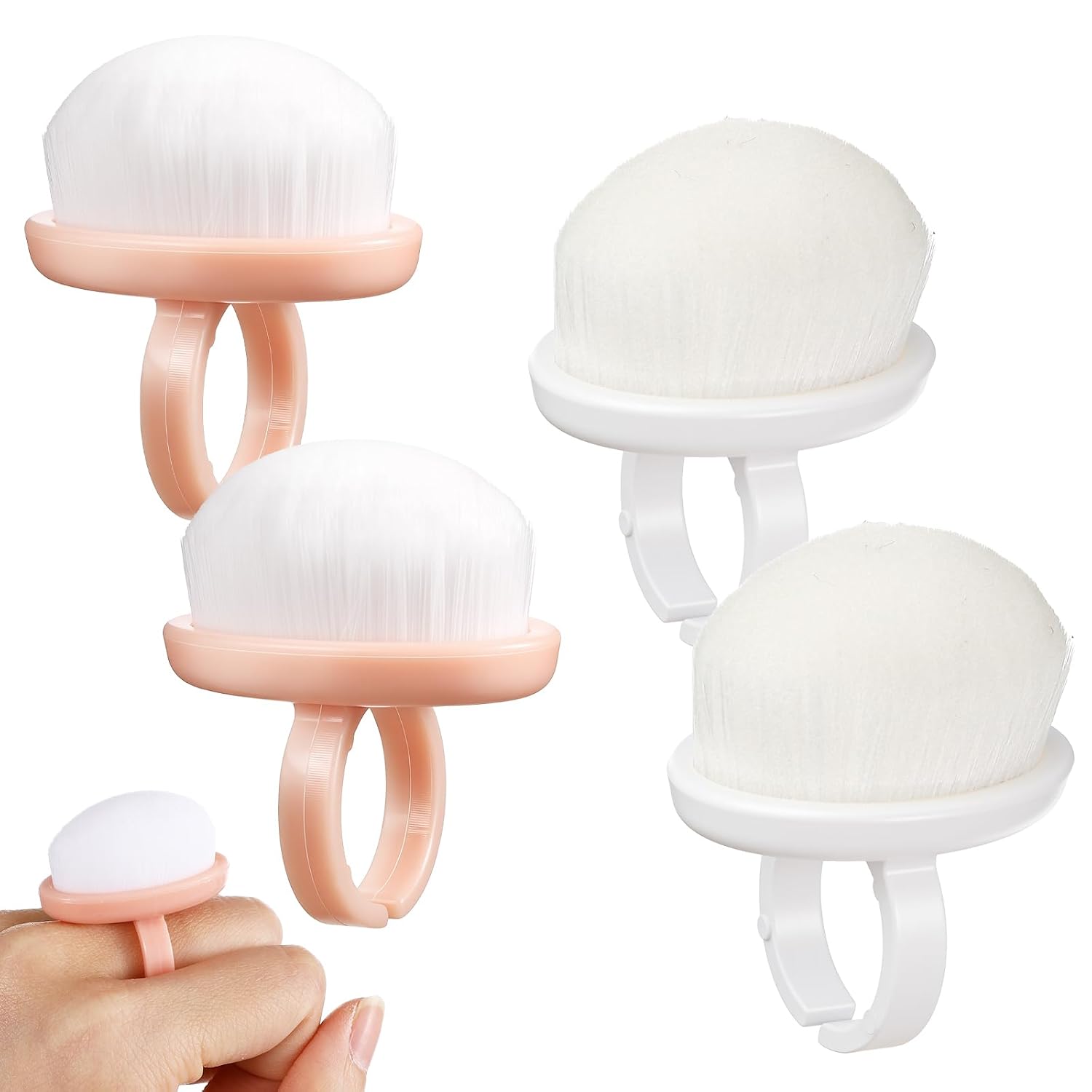 Ymapinc 4-Pack Nail Dust Cleaning Brush Ring | Soft Nylon Bristle Scrubber, Manicure Clean Up Tool for Manicurists Women Girlfriend