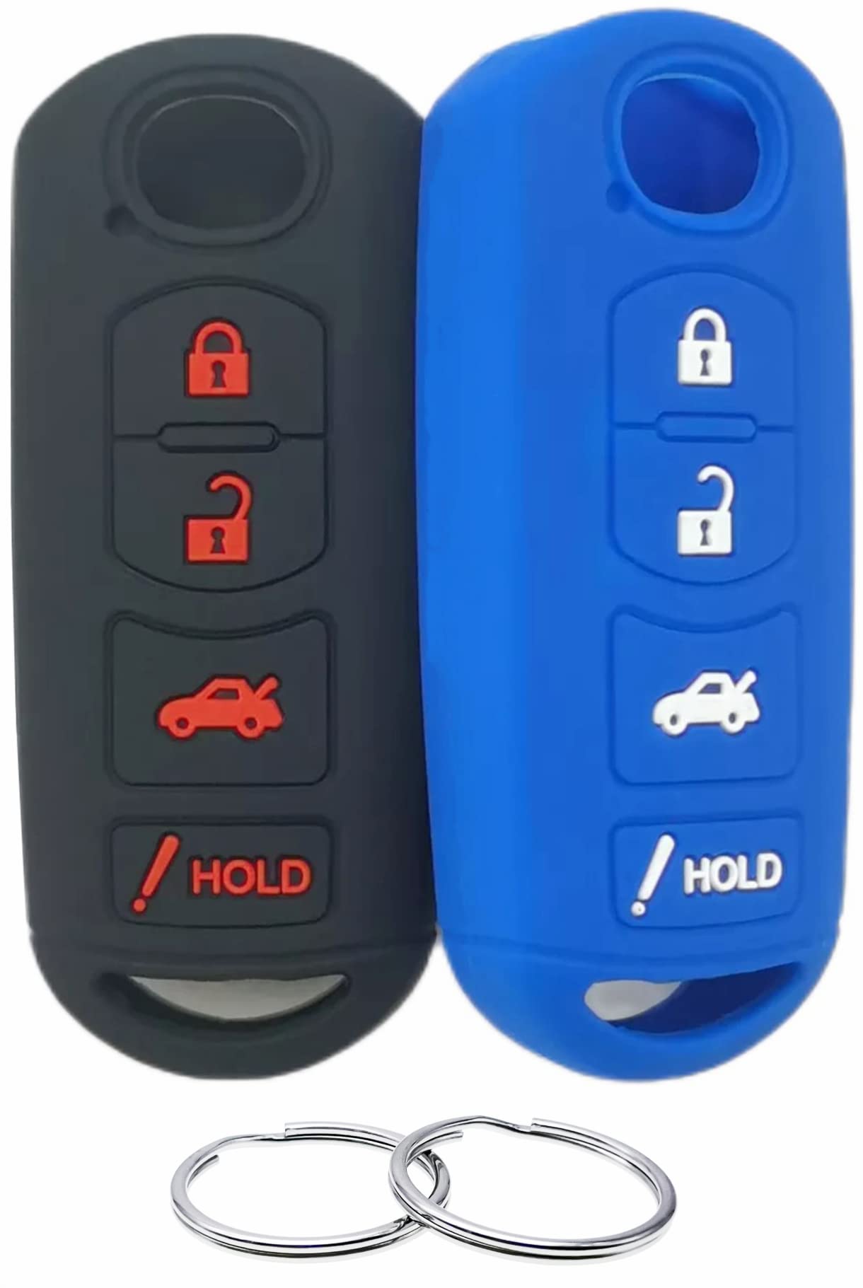 Silicone Rubber Key Fob Cover Compatible with 2009-2019 Mazda 3 6 CX-5 CX-7 CX-9 MX-5 Miata Toyota Yaris iA Scion iA KR55WK49383 WAZX1T768SKE11A03 WAZSKE13D01 Black Blue