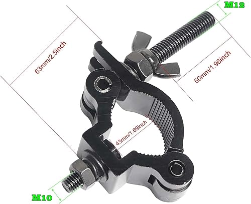 Vista 50 de Lighting Truss - Abrazaderas de acoplador giratorio para luces, abrazadera O de doble cabezal de liberación rápida, abrazadera de tubo giratorio
