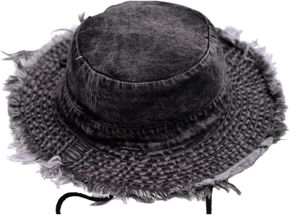 Cotton Denim Distressed Bucket Hat, Sun Hat, Hat for Men and Women - Image 8
