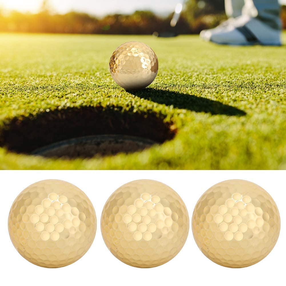 Ejoyous Piłki Golfowe, Złote, Podwójna Warstwa, 4 Sztuki, do Ćwiczeń i Treningu
