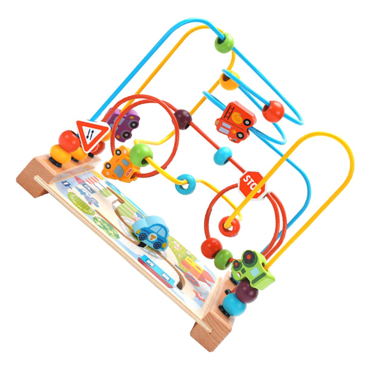 Toyvian Gioco Labirinto di Perline in Legno Rotondo per Ragazzo Ragazza | Struttura in Ferro, Tema Oceano, 1 Pezzo, Gioco Educativo per Sviluppo Cognitivo e Manualità