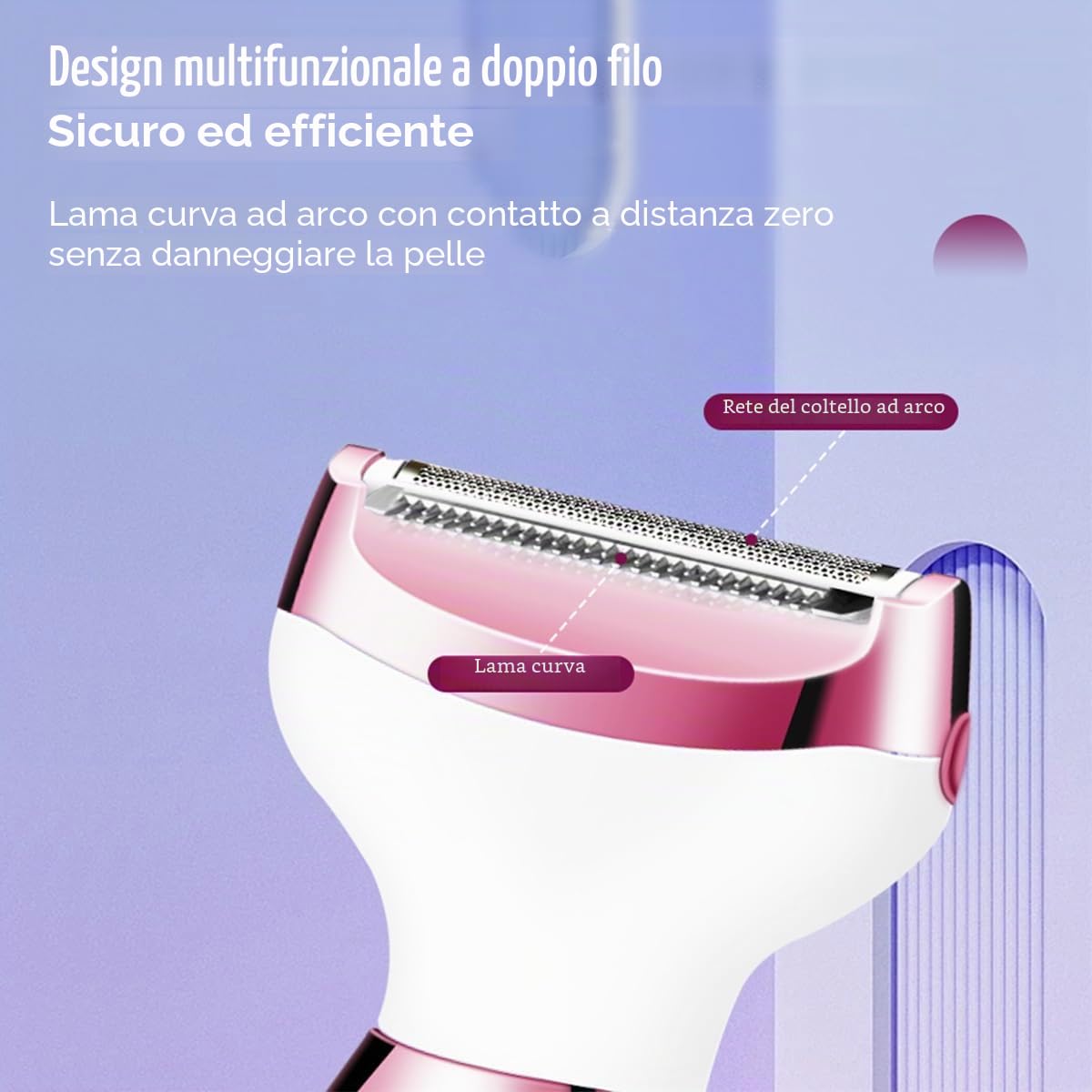 Rasoio Elettrico Donna, 5 in 1 Epilatore Viso Elettrico, Rasoio Parti Intime Donna, indolore Depilatore Elettrico Portatile per Corpo, Le Ascelle,La Linea Del Bikini,Le Sopracciglia e Il Peli Naso