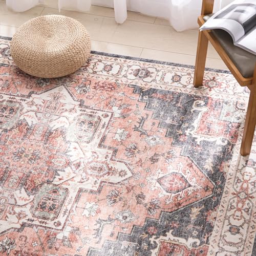 Carvapet Alfombras de Pasillo Larga 60x180cm Alfombra Corredor Antideslizante Rosa Alfombras de área Lavable Suave Microfibra Medallón Vintage Alfombra Comedor Pasillo - imagen 3